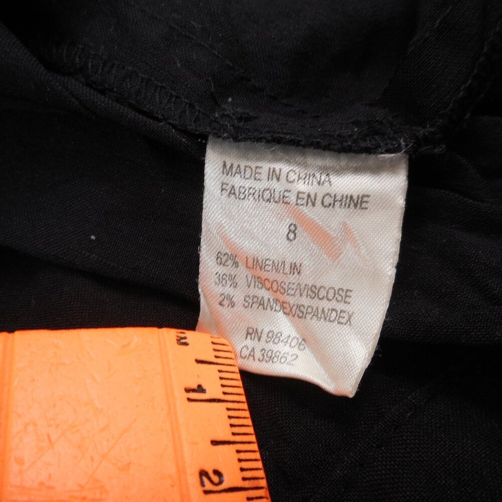 Theory Size 8 Bubble Hem Dress Short Sleeve 1/2 Button Solid Black Linen Blend - Picture 6 of 8